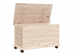 Baúl de almacenaje con ruedas ALTA madera maciza 73x39,5x44 cm ES330437^ Best