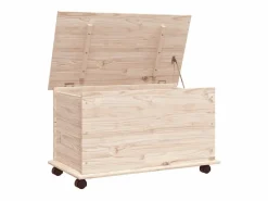 vidaxl Baúl Y Arcón|Baúl de almacenaje con ruedas ALTA madera maciza 73x39,5x43 cm