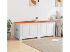 Baúl de almacenaje con tapa madera de acacia marrón y ES641844^ Outlet