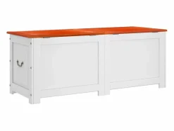 vidaxl Baúl de almacenaje con tapa madera de acacia marrón y Blanco Sale