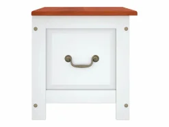 Baúl de almacenaje con tapa madera de acacia marrón y ES238810 Blanco Hot