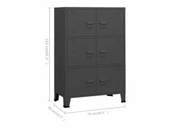 vidaxl Baúl de almacenaje industrial metal antracita 75x40x115 cm Gris antracita