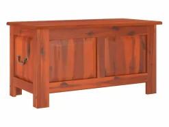 Baúl Y Arcón|Baúl de almacenamiento con tapa madera maciza de acacia marrón ES991323