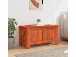 Baúl Y Arcón|Baúl de almacenamiento con tapa madera maciza de acacia marrón ES991323