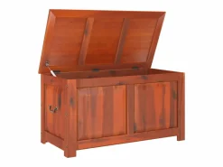 Baúl de almacenamiento con tapa madera maciza de acacia marrón^vidaxl Clearance