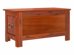 vidaxl Baúl de almacenamiento con tapa madera maciza de acacia marrón Color natural claro Hot