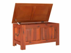 vidaxl Baúl de almacenamiento con tapa madera maciza de acacia marrón Color natural claro Hot