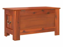 vidaxl Baúl de almacenamiento con tapa madera maciza de acacia marrón Color natural claro Online