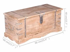 Baúl de almacenamiento de madera de acacia ES910719^ Clearance