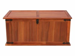Baúl Y Arcón|Baúl de almacenamiento de madera maciza de acacia 79x34x32 cm ES495527
