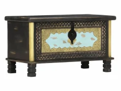vidaxl Baúl de almacenamiento madera de mango 80x40x45 cm Negro Hot