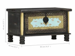 vidaxl Baúl de almacenamiento madera de mango 80x40x45 cm Negro Hot