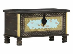 vidaxl Baúl de almacenamiento madera de mango 80x40x45 cm Negro Hot