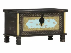 vidaxl Baúl de almacenamiento madera de mango 80x40x45 cm Negro Hot