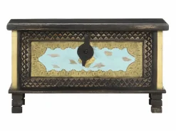 vidaxl Baúl de almacenamiento madera de mango 80x40x45 cm Negro Hot