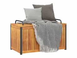 Baúl de cojines de jardín acacia maciza y acero 85x45x45/53 cm^vidaxl Sale