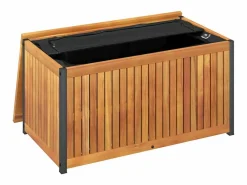 Baúl de cojines de jardín acacia maciza y acero 85x45x45/53 cm^vidaxl Sale