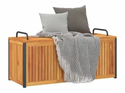 vidaxl Baúl de cojines de jardín acacia maciza y acero 110x45x42/53 cm Color natural claro Sale