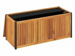 vidaxl Baúl de cojines de jardín acacia maciza y acero 110x45x42/53 cm Color natural claro Sale