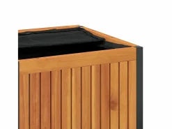 vidaxl Baúl de cojines de jardín acacia maciza y acero 110x45x42/53 cm Color natural claro Sale