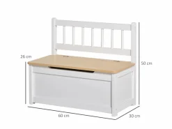 Homcom Baúl de juguetes para niños 60x30x50 cm Blanco Hot