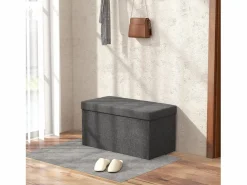Homcom Baúl Hivea tapizado acolchado plegable oscuro 38x76x38 cm Gris