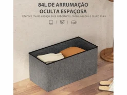 Homcom Baúl Hivea tapizado acolchado plegable oscuro 38x76x38 cm Gris