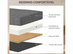 Homcom Baúl Hivea tapizado acolchado plegable oscuro 38x76x38 cm Gris