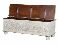 Giner y colomer Baúl madera de mango envejecido Blanco Outlet