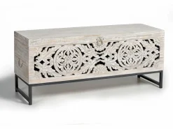 Baúl madera de mango y patas metal en envejecido^Giner y colomer Hot