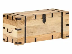 vidaxl Baúl madera maciza de mango 90x40x40 cm Color natural claro Discount