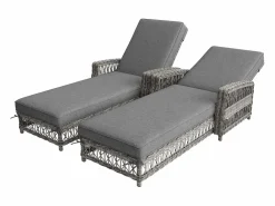 ModernLuxe Balancín Ajustable en 4 Posiciones para Terraza en ratán Resistente a la Intemperie y a la Corrosión, 2 plazas, Gris