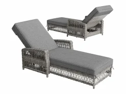 ModernLuxe Balancín Ajustable en 4 Posiciones para Terraza en ratán Resistente a la Intemperie y a la Corrosión, 2 plazas, Gris