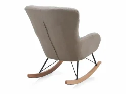 Balancín tapizado en , patas metal y patín madera de haya Beige