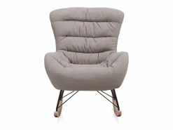 Balancín tapizado en , patas metal y patín madera de haya Beige