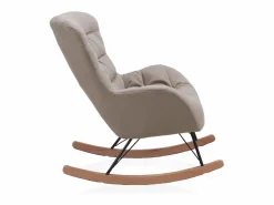 Balancín tapizado en , patas metal y patín madera de haya Beige