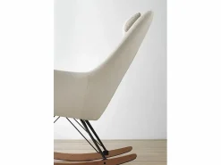 Balancín tapizado, patas metal y patín de madera de haya^