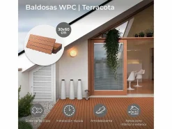 Baldosas de exterior – madera composite WPC, antideslizantes, set de 6 (1.08 m²)^ New