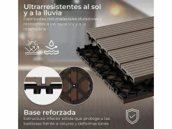 Baldosas de exterior – madera composite WPC, antideslizantes, set de 6 (1.08 m²) – Yoevu^ Online