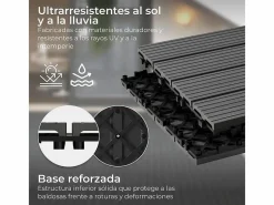 Baldosas de exterior – madera composite WPC, antideslizantes, set de 6 (1.08 m²) – Yoevu Gris Clearance
