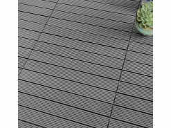 Baldosas de exterior – madera composite WPC, antideslizantes, set de 6 (1.08 m²) – Yoevu Gris Clearance