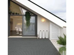 Baldosas de exterior – madera composite WPC, antideslizantes, set de 6 (1.08 m²) – Yoevu Gris Clearance