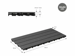 ECD Germany Baldosas de terraza 60x30 cm 1 m² jardín baldosas aspecto Gris Best