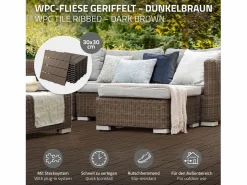ECD Germany Terraza|Baldosas de terraza 44xWPC 30x30cm marrón oscuro 4m²