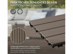ECD Germany Terraza|Baldosas de terraza 44xWPC 30x30cm marrón oscuro 4m²