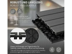 ECD Germany Terraza|Baldosas de WPC para terrazas 60x30 cm - 30 piezas por 5m²