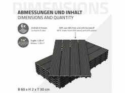 ECD Germany Terraza|Baldosas de WPC para terrazas 60x30 cm - 30 piezas por 5m²