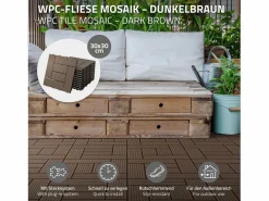 ECD Germany Terraza|Baldosas de WPC 30x30cm 1 m² para jardín piscina patio mosaico