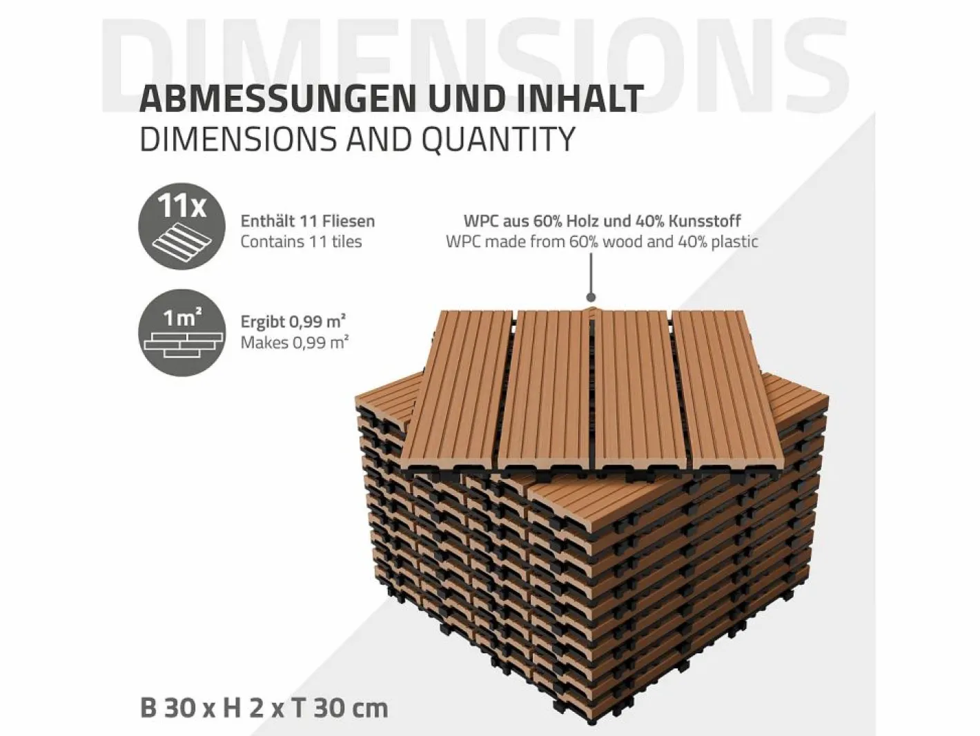 Baldosas para terrazas 30x30cm 1m² baldosas de jardín imitación^ECD Germany Sale