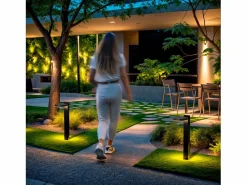Ledkia Baliza de Pie Exterior Solar LED 5W 50cm Aluminio con Sensor de Movimiento Aris Negro Hot